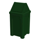 32 Gallon Square 100% Recycled Plastic Heavy Duty Outdoor Trash Can with Swing Top Lid Great for Schools and Commercial Spaces - Green Granite