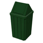 32 Gallon Square Slatted 100% Recycled Plastic Heavy Duty Outdoor Commercial Trash Can with Swing Top Lid | Great for Schools and Businesses - Green Granite