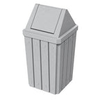 32 Gallon Square Slatted 100% Recycled Plastic Indoor or Outdoor Commercial Trash Can with Easy Access Swing Top Lid | Great for Schools and Businesses - Light Granite