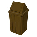 32 Gallon Square Slatted 100% Recycled Plastic Heavy Duty Outdoor Commercial Trash Can with Swing Top Lid | Great for Schools and Businesses - Brown Granite