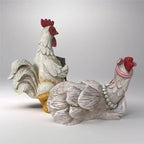 2 Pack Rooster and Chicken Decor, Rustic Farmhouse Resin Statues - Rooster Kitchen Decor, Chicken Home Decor for Tabletop, Bookshelf, Office, Festival Gift