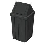 32 Gallon Square Slatted 100% Recycled Plastic Heavy Duty Outdoor Commercial Trash Can with Swing Top Lid | Great for Schools and Businesses - Black