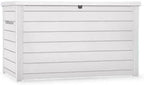 230 Gallon Deck Storage Box Outdoor Patio Container – Weather-Resistant, Lockable Outdoor Storage Solution for Patio, Garden, and Poolside (White)
