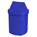 42 Gallon Round 100% Recycled Plastic Indoor or Outdoor Commercial Trash Can with Easy Access Swing Top Lid | Great for Schools and Businesses - Blue