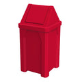 32 Gallon Square 100% Recycled Plastic Heavy Duty Outdoor Trash Can with Swing Top Lid - Red