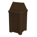 32 Gallon Square 100% Recycled Plastic Heavy Duty Outdoor Trash Can with Swing Top Lid - Brown Granite
