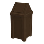 32 Gallon Square 100% Recycled Plastic Heavy Duty Outdoor Trash Can with Swing Top Lid - Brown Granite