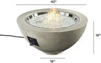 Outdoor GreatRoom Co Propane Fire Pit Table - Cove Gas Fire Pits for Outside Patio - 42 Inch Round Bowl Concrete Firepit Fire Table with Glass Tabletop Cover, Tempered Clear Glass Gems, 105,000 BTU