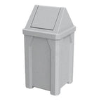 32 Gallon Square 100% Recycled Plastic Heavy Duty Outdoor Commercial Trash Can with Swing Top Lid | Great for Schools and Businesses - Light Granite