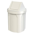 42 Gallon Round 100% Recycled Plastic Indoor or Outdoor Commercial Trash Can with Easy Access Swing Top Lid | Great for Schools and Businesses - White