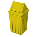 32 Gallon Square Slatted 100% Recycled Plastic Indoor or Outdoor Commercial Trash Can with Easy Access Swing Top Lid | Great for Schools and Businesses - Yellow