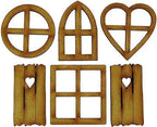 6Pcs Brown Wooden Fairy Garden Door, Blank Door Fairy House Doors and Windows Ornaments Tree Statues for Tree Trunk Yard Decoration, Miniature Gardens Buildings , Garden Sculptures and Statues