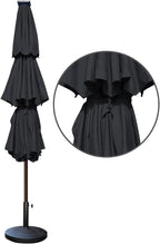 EliteShade USA 10-Year-Non-Fading Solar 9ft 3 Tiers Market Umbrella with 80 LED Lights Patio Umbrellas Outdoor Table with Ventilation,Black