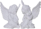YUEOECOR 2PCS Cherubs Angels Resin Garden Statue Figurine, Adorable Angel Sculpture Memorial Statue Indoor Outdoor Home Garden Decoration (B 2PCS White)