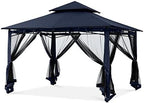 MASTERCANOPY Outdoor Garden Gazebo for Patios with Stable Steel Frame and Netting Walls (10x12,Navy Blue)