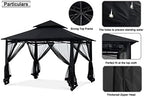 MASTERCANOPY Outdoor Garden Gazebo for Patios with Stable Steel Frame and Netting Walls (10x12,Black)
