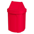 42 Gallon Round 100% Recycled Plastic Indoor or Outdoor Commercial Trash Can with Easy Access Swing Top Lid | Great for Schools and Businesses - Red