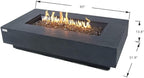 Elementi+ | Bundle Positano Gas Fire Pit Cast Concrete 60" Rectangular Fire Table, Outdoor Fire Pit Electronic Ignition | Canvas Cover, Fire Glass and Burner Lid Included | Dark Gray | Propane Gas