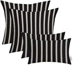 RSH DECOR: Sunbrella Lumbar & Square Pillows Set of 4 | 20" x 12" & 17" x 17" | Water and Fade-Resistant Performance Fabric | Outdoor Throw Pillows for Patio Furniture | Shore Classic