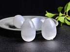 JIC Gem 4 pcs Selenite Egg-Shape Crystal Stone Large White Gemstone with Strong Healing & Calming Effects