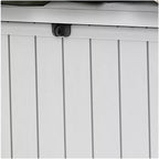 Stylish Indoor/Outdoor Storage Deck Box,Resin,Large Capacity, Weather-Resistant, Lockable lid and Side handles. (White, 170 Gallon)