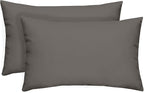 RSH DECOR: Lumbar Throw Pillows Set of 2 | 20” x 12" | All-Weather Spun Fabric | Water and Fade-Resistant | Outdoor Support Pillows for Patio Furniture | Charcoal Grey (Gray)