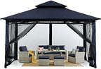 MASTERCANOPY Outdoor Garden Gazebo for Patios with Stable Steel Frame and Netting Walls (10x12,Navy Blue)