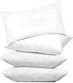 Covers & All Premium Rectangle ThrowPillow Inserts with Covers Set of 4, 14 x 22 Inches White, Decorative Cushions for Couch Sofa Home Decor Office Travel UV Resistant Waterproof Soft Cushions Pillows