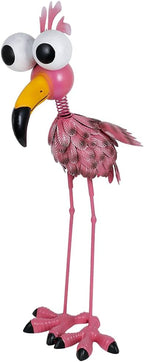 25'' Tall Flamingo Garden Statue, Metal Flamingo Outdoor Staute Waterproof, Pink Flamingo Yard Art Sculptures Decor for Yard, Lawn, Patio, Backyard