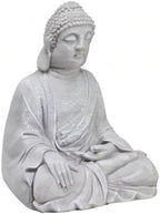 TOETOL Large Buddha Statue Outdoor Zen Decor Medium 20” High Yard Decor Magnesium Oxide Stone Grey for Yard Garden Patio Deck Home