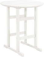 Sundale Outdoor Adirondack Round Bar Table, 39 Inch Height Patio Large Pub Table for 4, All Weather HDPE High Top Bistro Counter Tabl for Outside Deck Porch Balcony Poolside (White)