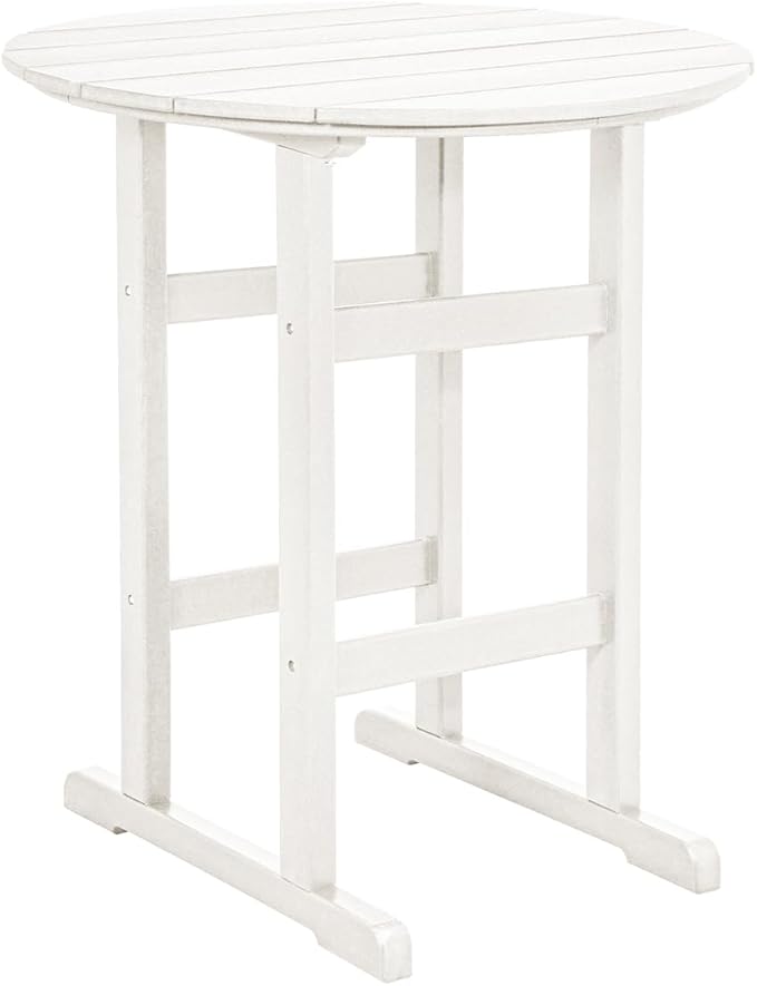 Sundale Outdoor Adirondack Round Bar Table, 39 Inch Height Patio Large Pub Table for 4, All Weather HDPE High Top Bistro Counter Tabl for Outside Deck Porch Balcony Poolside (White)