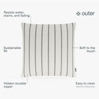 Outer Outdoor Throw Pillow with OuterWeave Performance Fabric, Decorative Pillow for Patio & Outdoor Furniture, Includes Machine Washable Pillow Cover and Insert - Palisades Gray Stripe, 18"x18"