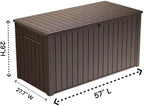 Outdoor/Indoor Storage Deck Box, 170 Gallon Capacity, Weather-Resistant Resin, Brown