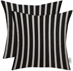 RSH DECOR: Sunbrella Square Throw Pillows Set of 2 | 17" x 17" | Water and Fade-Resistant Performance Fabric | Outdoor Pillow Covers with Down-Alternative Inserts | Shore Classic Black
