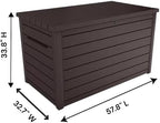 230 Gallon Outdoor Storage Resin Deck Box- (Brown)