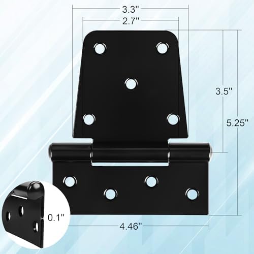 Heavy Duty Gate Hinges 3.5 inch 2 Pack Extra Thick Industrial T Hinges Barn Door Hinges Shed Door Hinges for Large Wooden Gates Wood Fence Outdoor - Black Iron Finish (Screws Included)