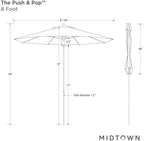 Midtown Umbrellas The Wooden 8 Feet Patio Umbrella With Terylast Sand (Tan) Polyester Fabric - Aluminum Frame Market Umbrella For Backyard, Deck, Garden, Pool - Wooden Pole