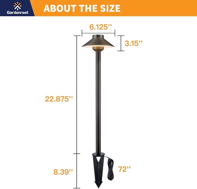 Gardenreet Brass Landscape Lighting Kit (4 Pack LED Path Lights) with 75W Low Voltage Transformer and 100 Feet Cable and 20 Pack Wire Connectors for Outdoor Garden Patio Walkway