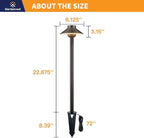 Gardenreet Brass Low Voltage Landscape Path Lights(6 Pack) Kit 12V LED with Low Voltage Transformer 150W and Mechanical Timer and 100FT Wire and 30Pack Connectors for Outdoor Yard Patio Driveway