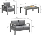 Solaste Outdoor Aluminum Furniture Set - 4 Pieces Patio Sectional Chat Sofa Conversation Set with Table,Grey