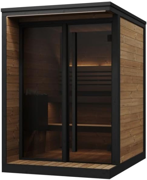 GL4 Outdoor Sauna Kit, Garden Luxury-Series Outdoor DIY Sauna Kit, Thermo-Spruce, up to 4 Persons Bundles (Sauna Heater and Sauna Stones Included) (HIVE MINI 6 WiFi - Wood)