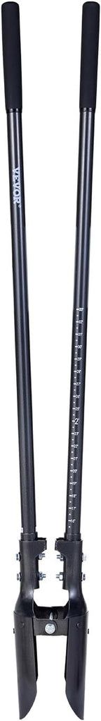 VEVOR Post Hole Digger, Heavy Duty Post Hole Digger with Carbon Steel Handle, Manual Hole Digger with Scale Markings and Metal Blade, Post Hole Digger Tool for Digging Gardening Outdoors, 57.5-Inch