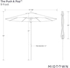 Midtown Umbrellas The Wooden 9 Feet Patio Umbrella With Terylast Midtown Stripes (Purple/White Stripes) Polyester Fabric - Aluminum Frame Market Umbrella For Backyard, Deck, Garden, Pool - Wooden Pole