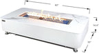 Elementi+ | Athens Gas Fire Pit | Cast Concrete Body & Marble Porcelain Top | 62" Rectangular Fire Table | Electronic Ignition | Canvas Cover, Fire Glass & Burner Lid Included | White | Propane Gas
