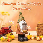Topadorn Fall Garden Gnome Statue Light, Autumn Harvest Gnome Figurine with Pine Cone on Hand for Fall Harvest Party Thanks, Autumn Thanksgving Gifts for Famliy