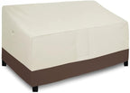 Easy-Going Waterproof Outdoor Couch Cover, Heavy Duty 3-Seater Patio Sofa Cover, Winchdproof Outdoor Furniture Cover with Air Vent (88Wx40Dx33H inch, Beige/Dark Brown)