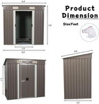 Chery Industrial 6FT x 4FT Outdoor Storage Shed，Metal Tool with Lockable Sliding Shed Door and Vents,Waterproof Galvanized Steel Sheds & Outdoor Storage for Backyard, Garden(Brown)