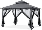 MASTERCANOPY Outdoor Garden Gazebo for Patios with Stable Steel Frame and Netting Walls (10x12,Dark Gray)