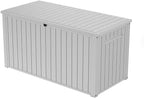 Stylish Indoor/Outdoor Storage Deck Box,Resin,Large Capacity, Weather-Resistant, Lockable lid and Side handles. (White, 170 Gallon)